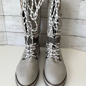 Stylish Gray Lace-Up Boots